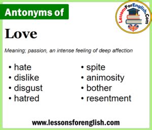 antonyms for love